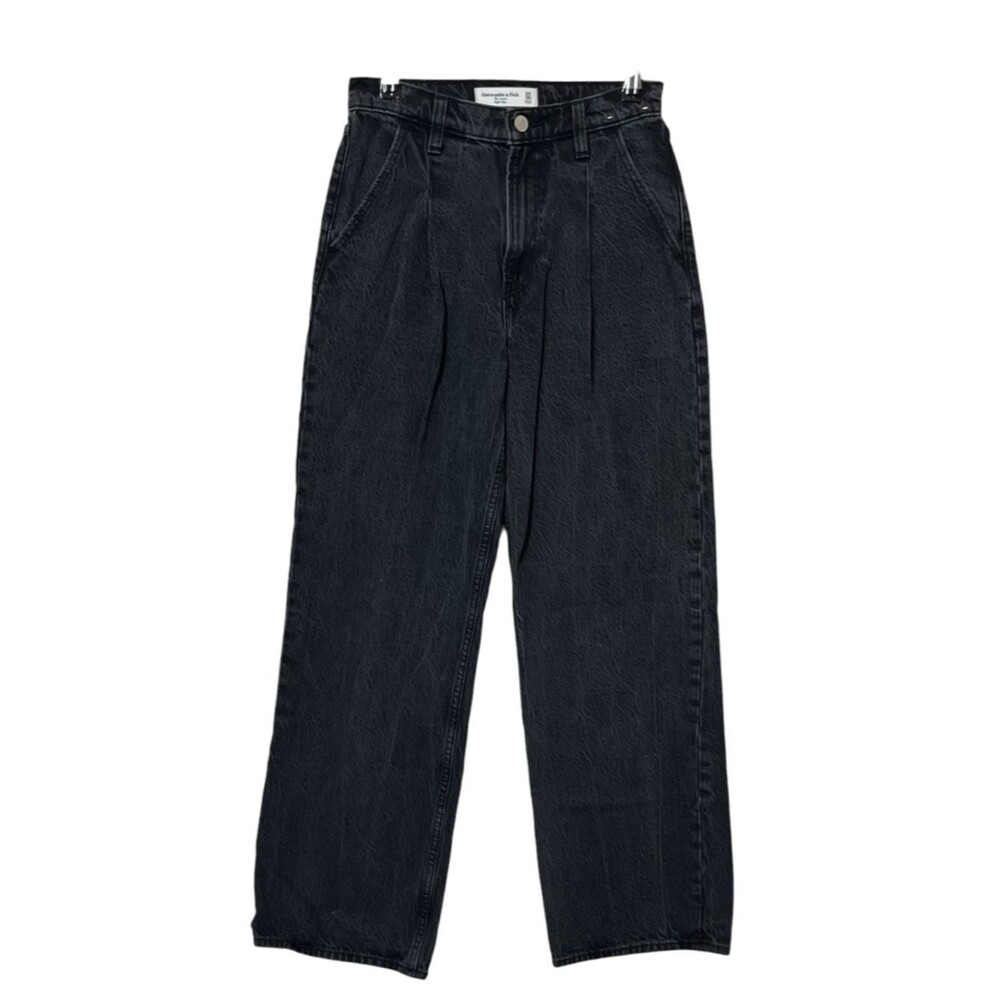 Abercrombie & Fitch The Loose High Rise Women's 24 Black Relaxed Wide Denin Jean - Picture 2 of 10